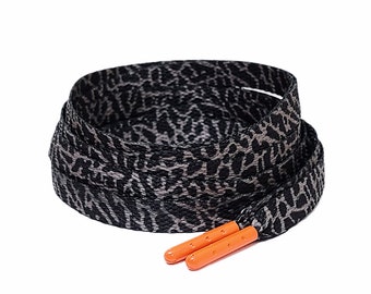 Black Elephant Print Flat Laces Fit ForAir AJ Jordan 3 III "Fear"