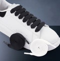 Thick Flat 12mm Wide Shoelaces Solid Color Strings Black White product logo