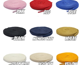 Retro '85 Basics Flat Shoe Laces for Air AJ Jordan 1 Dunk hi Low Cream White Wheat Pink Black Midnight Navy Red Blue Yellow