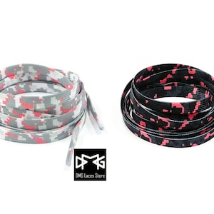 Digital Camo Print Flat Laces For Boost UltraBoost NMD Air Max EQT PureBoost Black White Pink
