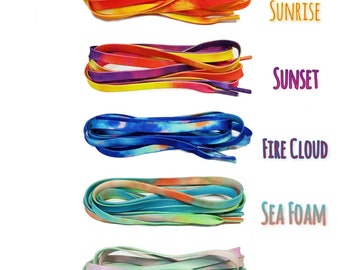 Watercolour Flat Laces For Air Max Force 1 Tie Dye Lebron 8 18 low Space Jam 2