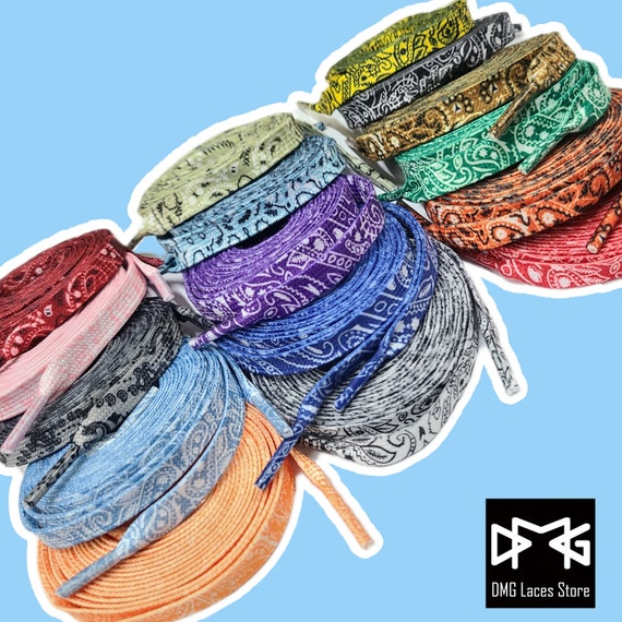 Paisley Bandana Print Flat Shoe Laces for Air Force 1 Low Dunk SB Jordan Kyrie AJ1 Mocha Green Purple Black Red Blue Etsy