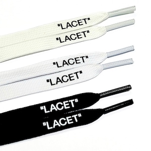 Shoelaces &quot;LACET&quot; Flat Laces For Air AF-1 Force 1 Jordan Natural White/White/Black