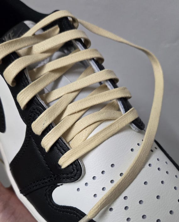 Cream Wax Flat Shoelaces For Cactus TS Jack AIr AJ Jordan Force Max Dunk  low Hi Reverse Mocha