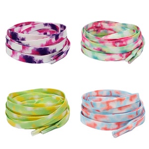 Multi-colour Tie Dye Flat Laces For Air Max Force 1 Dunk SB Shoelaces