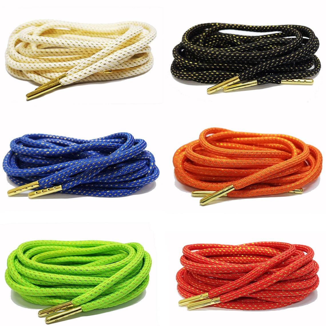 Gold Thread Rope Shoe Laces for Air Jordan 10 11 Kyrie 6 KD Lebron Kobe ...