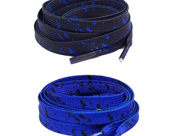 Blue Black Cement Speckle Printed Shoelaces for Air AJ Jordan 1 4 5 6 Royal Blue Motorsport Racer Blue Toe Reimagined