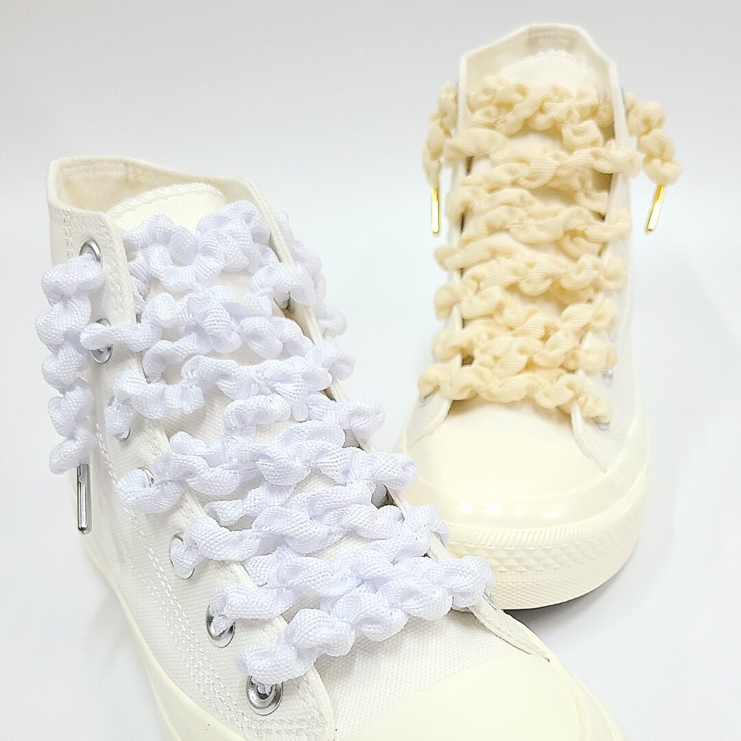 Curly Elastic Shoelaces Spiral Laces Ribbon White Black Beige Wedding
