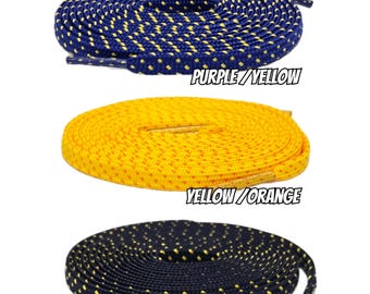 Two Tone Thin Flat Shoelaces Fit For KOBE KB 6 7 8 - Black / Yellow - Yellow / Orange - Purple / Yellow -