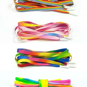 48&quot; Rainbow Colourful Rope/Flat Shoe Laces For Air Max Force 1 BETRUE Tie-Dye Gay Pride LGBT