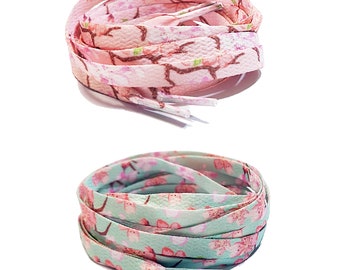 Cherry Blossom Print Flat Shoe Laces