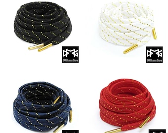 Gold Thread Flat Shoe Laces For Air Force 1 Air AJ Jordan 3 4 5 6 7  Max Kobe Kyrie BHM