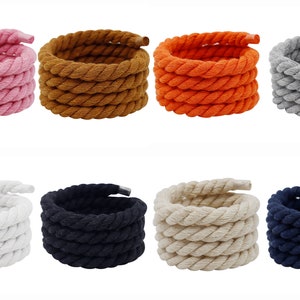Klobige gedrehte Schnürsenkel, klobige kundenspezifische Schnürsenkel 10 mm, DIY dicke gedrehte Schnürsenkel, Runde Baumwollschnüre, Jumbo Schnürsenkel für individuelle AF1