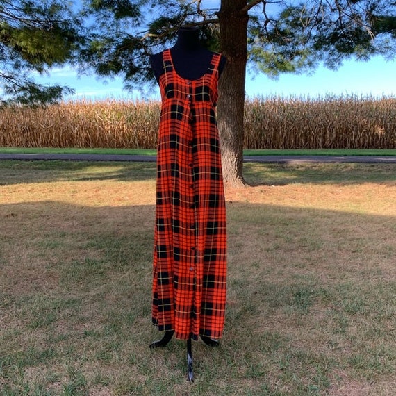 Vintage 1970's Plaid Maxi Dress