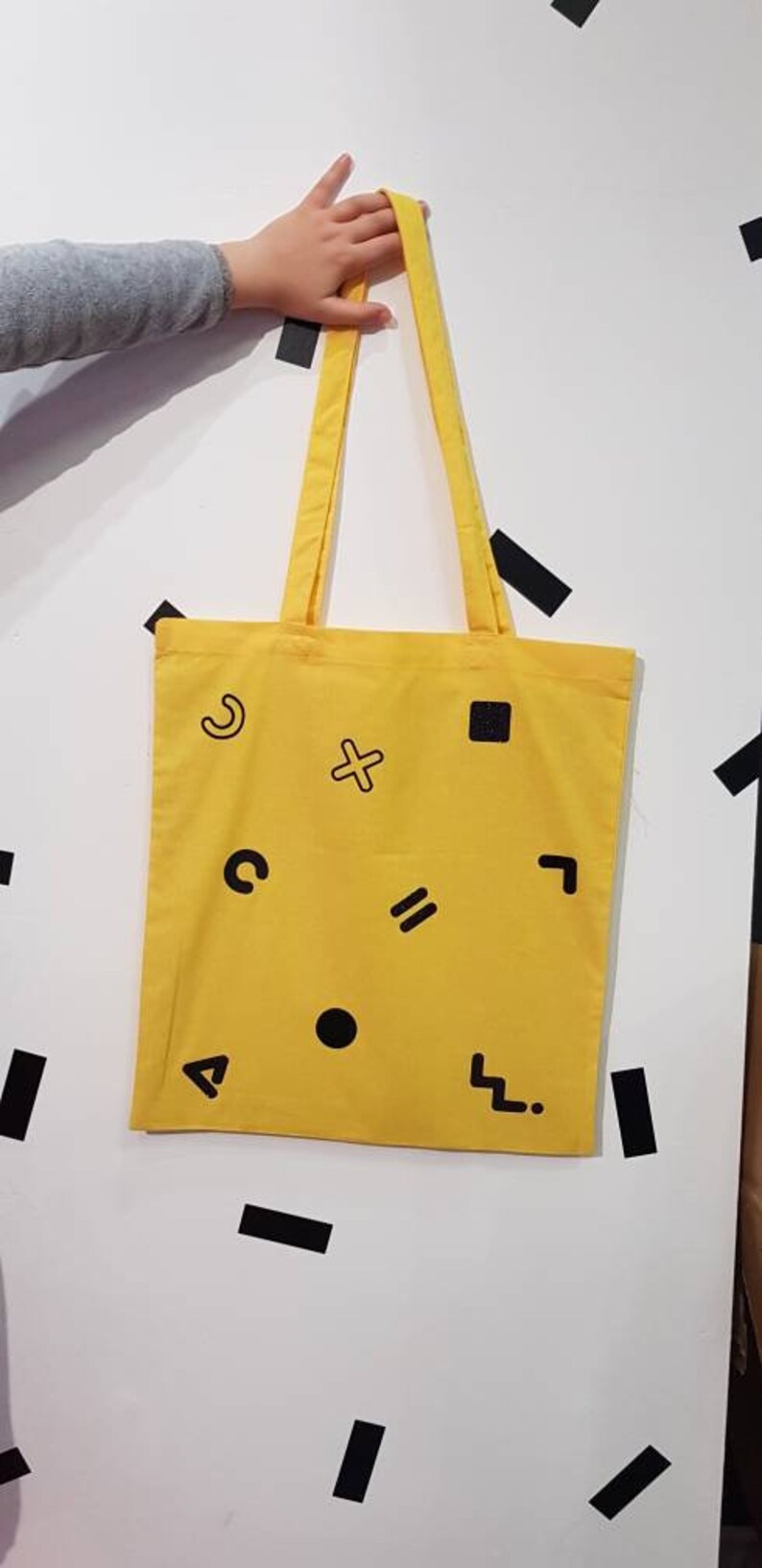 Yellow and Black Cotton Bag Tote Bag Bag for Life Etsy