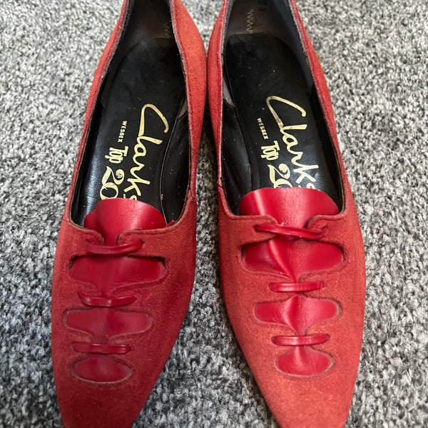 Smart red suede vintage Clark's top 20 60's shoes Mod size 5