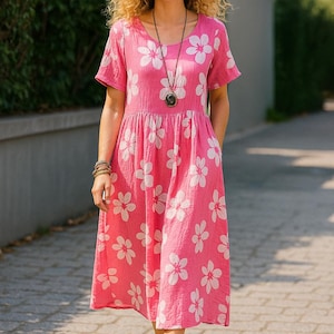 Gathered dress with inseam pockets pdf sewing pattern, FormatsA0,A3,A4,Letter size, Sizes S-5XL, English & Afrikaans