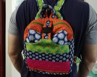 Pdf Pattern with Youtube video tutorial to Sew a small backpack - 25.5cmH x 23. 5cmW x 12cmD https://youtu.be/N7mJFqX-dJs