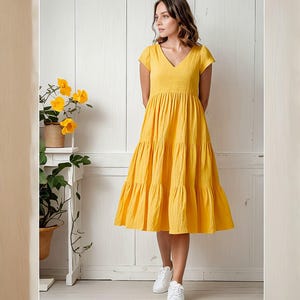 Aniki - Tiered Dress pdf sewing pattern, Sizes S-5XL Formats A0,A3,A4, Letter size, Instructions in English and Afrikaans.