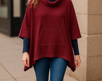 Cowl Neck one size knit Poncho, pdf Sewing Pattern (A0,A3,A4,Letter)  English and Afrikaans