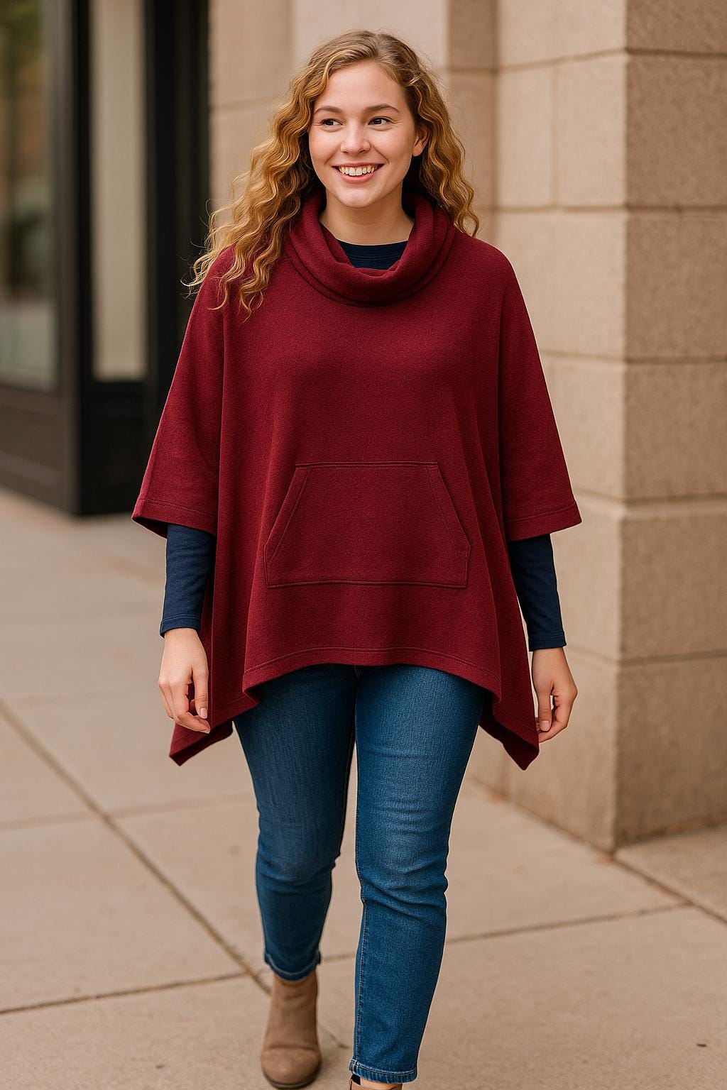 トップス stefan cooke 21aw poncho cut and sew Cowl Neck Poncho Sewing Pattern With Pocket (PDF) Formats A0