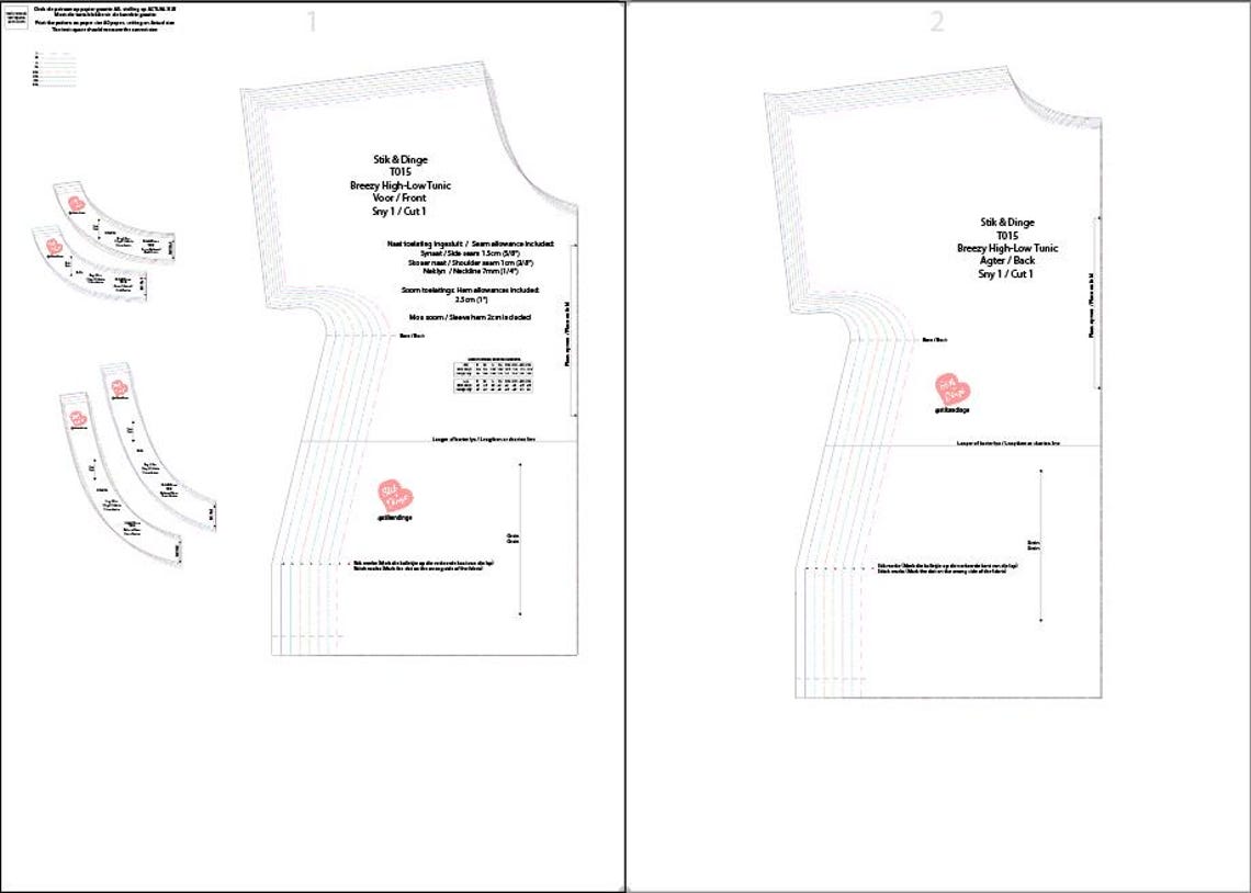 Tunic Letters Breezy High-low Tunic, PDF Sewing Pattern, S–5XL, (A0, A3, A4 & Letter ...