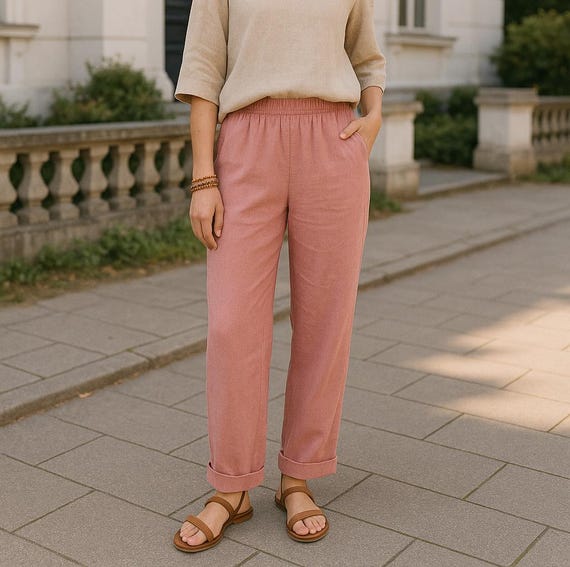 Women's Casual Pants with pockets, pdf sewing pattern (A0,A3,A4,Letter) sizes S-4XL, English
