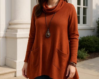 Comfy Knit Cowl Tunic, pdf sewing pattern, (A0,A3,A4,Letter, S-5XL), English and Afrikaans instruction files included.