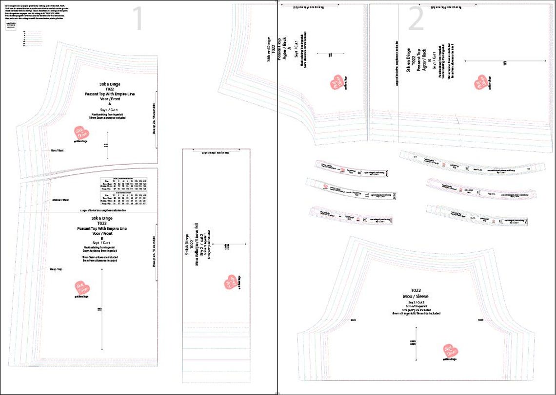 Tunic Letters Peasant Tunic Pdf Sewing Pattern: Empire Line, XS-4XL A0,a3,a4,letter ...