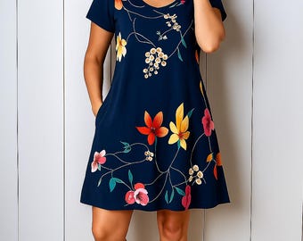 A-Line Dress Sewing Pattern with Pockets (PDF Pattern, S-5XL)