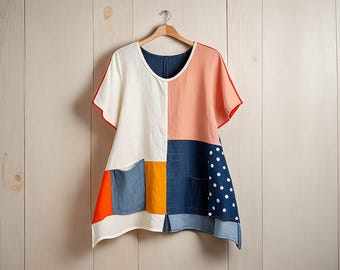 Dolman sleeve Oversized SummerTop, Recycle pdf sewing pattern, A0,A3,A4,Letter size Formats, English and Afrikaans instructions included