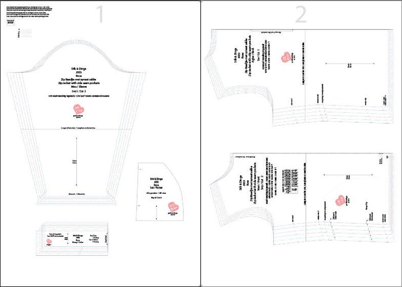 PDF-sömnadsmönster för hög kragejacka, dragkedja fram, sidofickor, (M-4XL) (A0, A3, A4, Letter) engelska och afrikaans bild 3