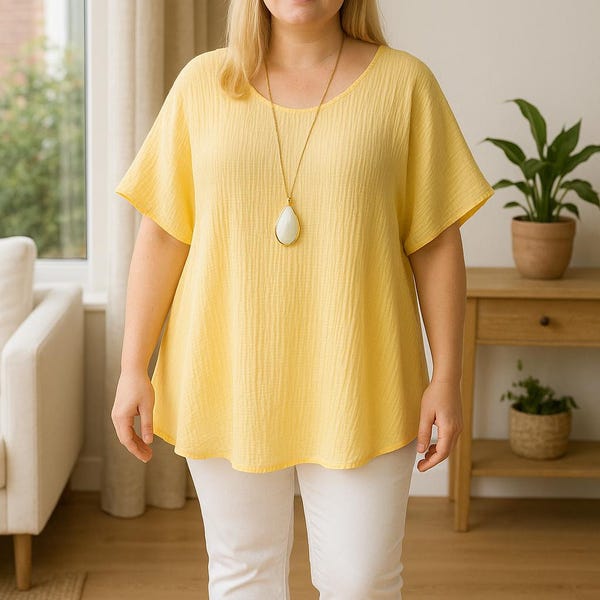 Easy Plus Size Top with Dolman Sleeves Pdf Sewing Pattern, S-5XL (A0, A3, A4, Letter) English instructions.