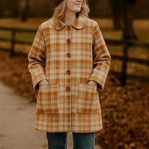 Klasyczny płaszcz-koc, wykrój w formacie PDF, rozmiary S-4XL, formaty A4, A3, A0, Letter, język angielski i afrikaans