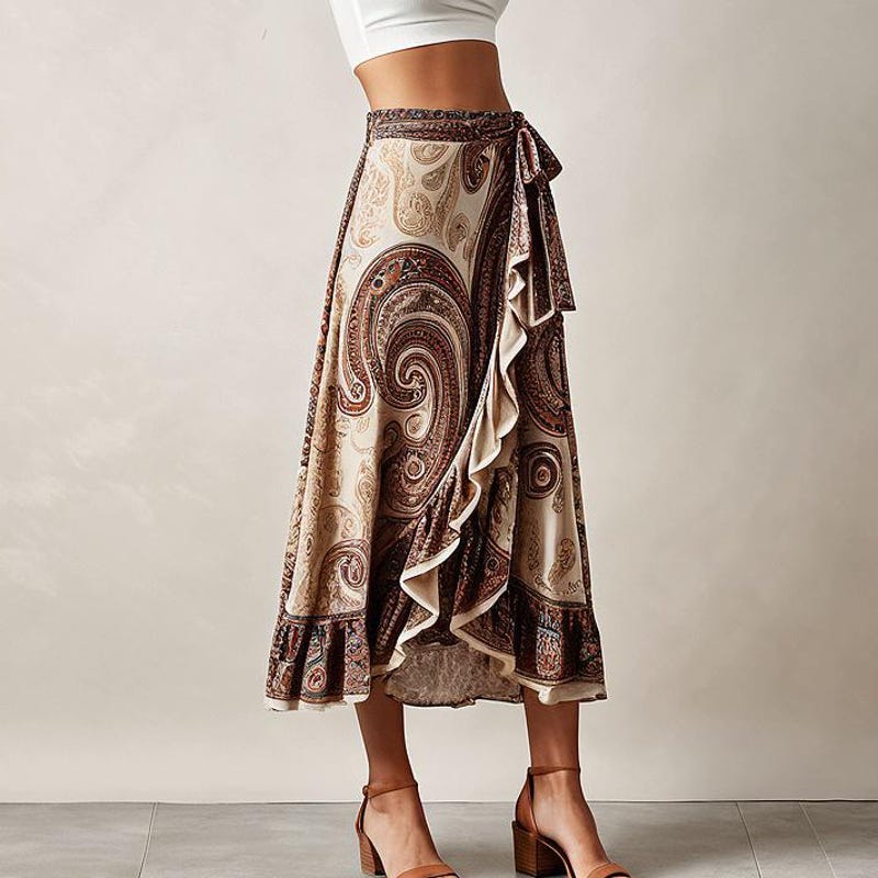Wrap Detail Midi Skirt