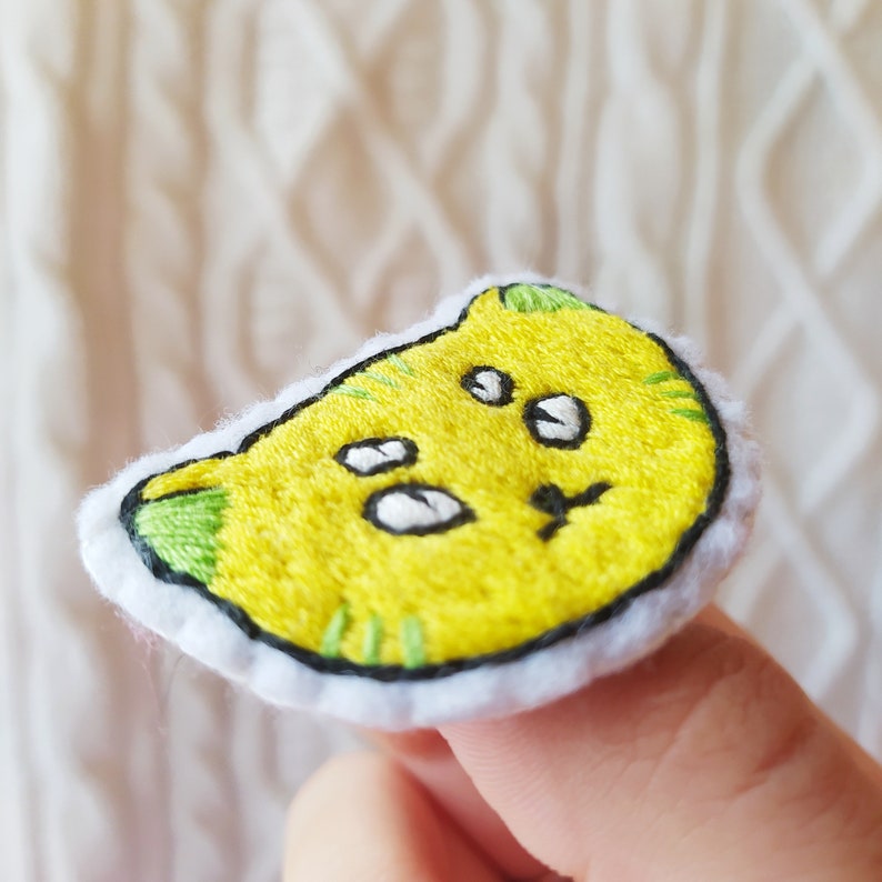 yellow kitty pin Neon cat brooch weird kitten brooches