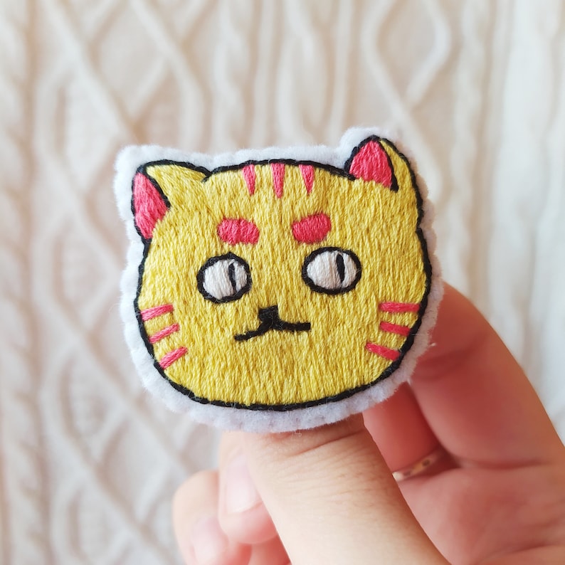 yellow kitty pin Neon cat brooch weird kitten brooches