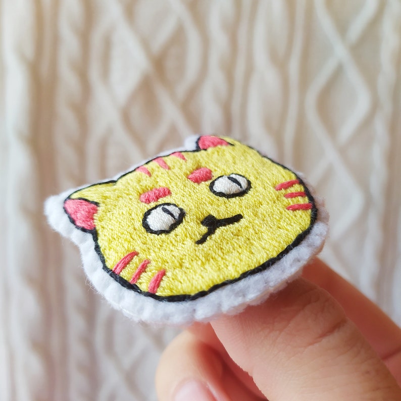 yellow kitty pin Neon cat brooch weird kitten brooches