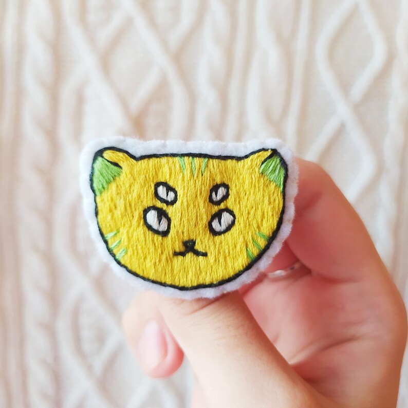 yellow kitty pin Neon cat brooch weird kitten brooches