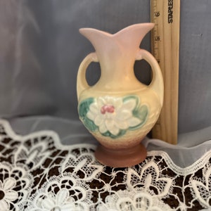 HULL Art Pottery Vintage double handle waterlilly with FISH TALE  design & heart mouth