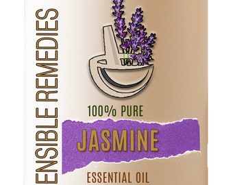 Jasmine Essential Oil 100% Pure and Natural Aromatherapy Grade Jasmine Oil - 5mL+ Sensible Remedies
