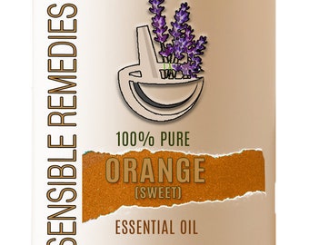 Sweet Orange Essential Oil 100% Pure Grade Citrus Oil 10 mL + Sensible Remedies