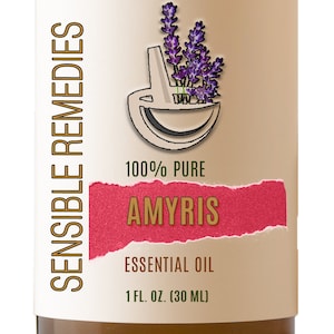 Amyris Oil Sensible Remedies 100% Pure and Natural Therapeutic Aromatherapy Grade Essential Oils- 5mL+