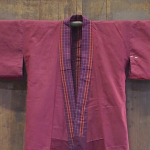 Natural Plant Dyed Cotton Peasant Kimono / Antique Japanese Textile #122