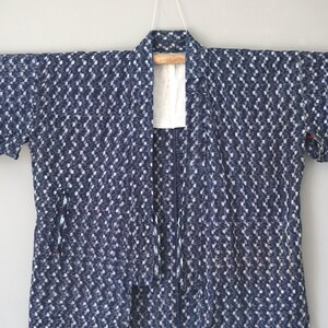 INDIGO IKAT Peasant Work Jacket / Vintage Japanese KASURI Textile #848