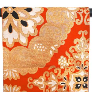 From Collection Noble Vintage Original Japanese Silk Brocade Obi Kimono Belt Silver w/ Pink/Purple Butterflies 4+Yds