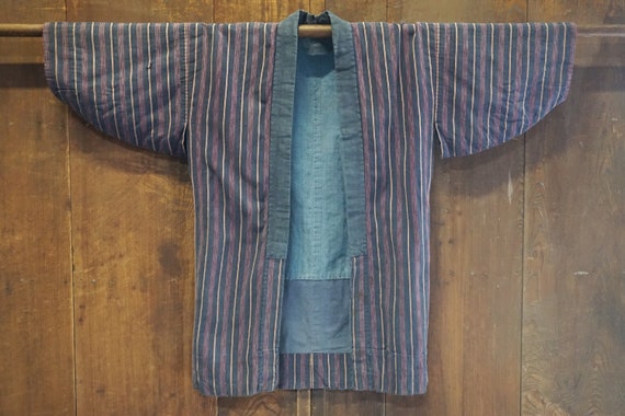 Nicely Worn in! Vintage Indigo Striped Work Jacke… - image 1