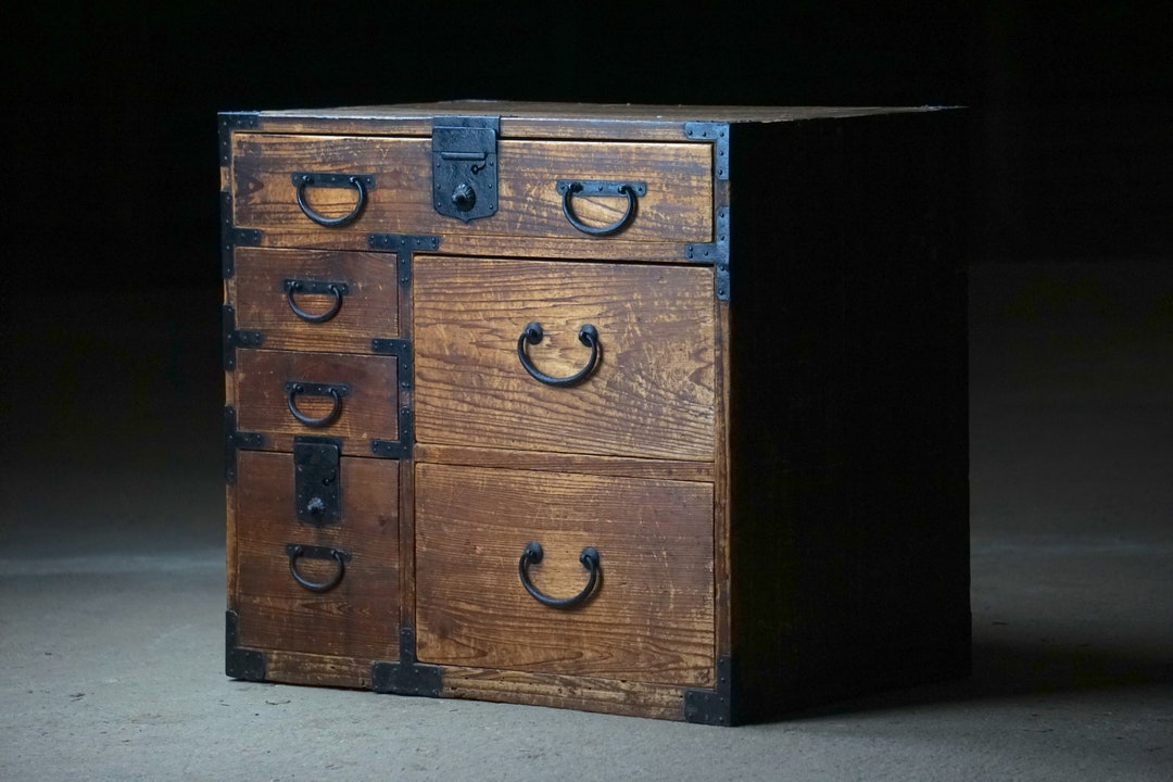 19C Midsize Antique Japanese Tansu Chest of Drawers / F218 Etsy UK