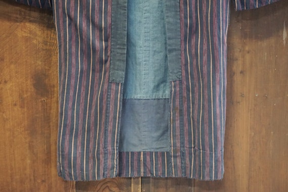 Nicely Worn in! Vintage Indigo Striped Work Jacke… - image 3