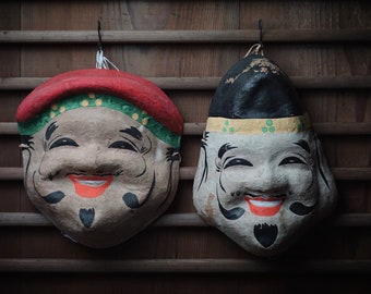 根付古い大骨マスクJAPANのしかめっ面キャラ。 19世紀 - Etsy 日本